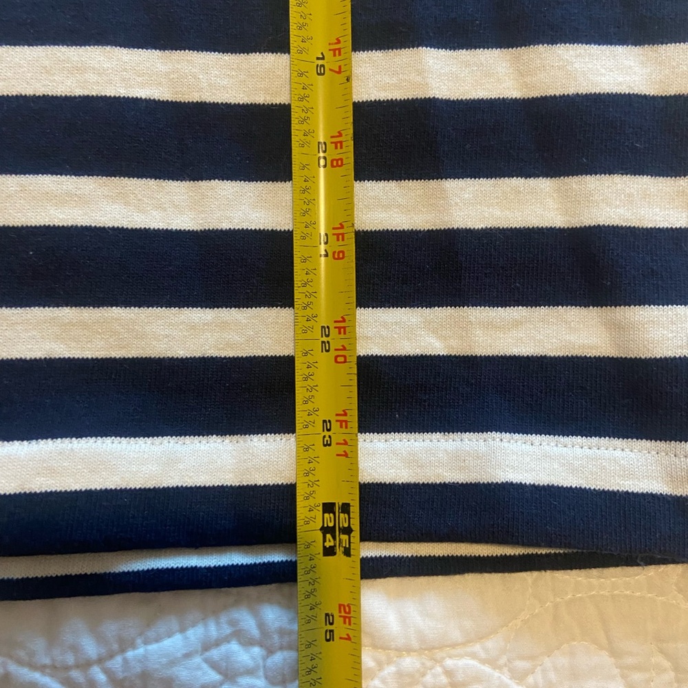 J. Crew Women’s  Navy and Cream Striped Long Sleeve with Bow - Picture 14 of 15